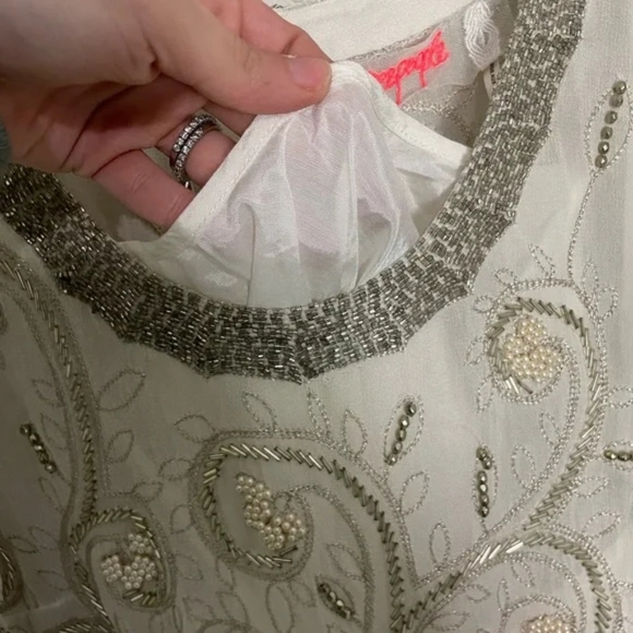 Free People White Silver Beaded Shift Formal Dress 2 - Picture 3 of 3